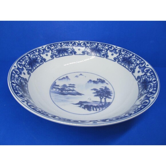 Canton Blue One 9 1/4"  Serving Bowl And Three 8"  Soup Pasta Cereal Bowls VGC - Picture 4 of 14